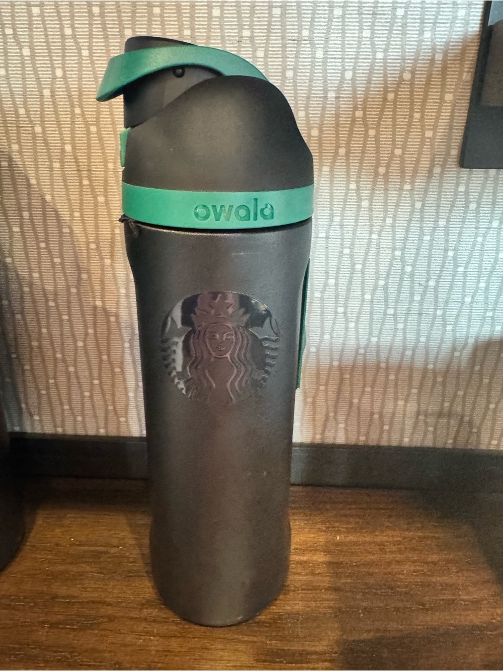 Owala x Starbucks Black Travel Tumbler with green Accents